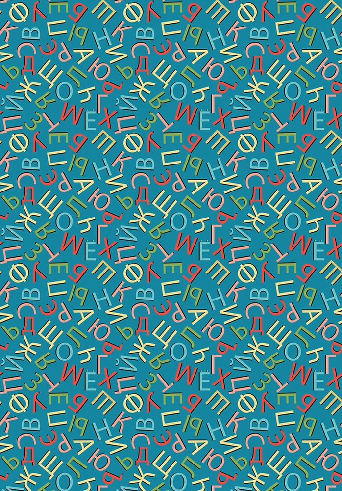 Ткань для пэчворка «ГРАМОТЕЙКА», 50x55 см, 146 г/м2, 100% хлопок, цвет: ГР-05 алфавит, синий, Peppy