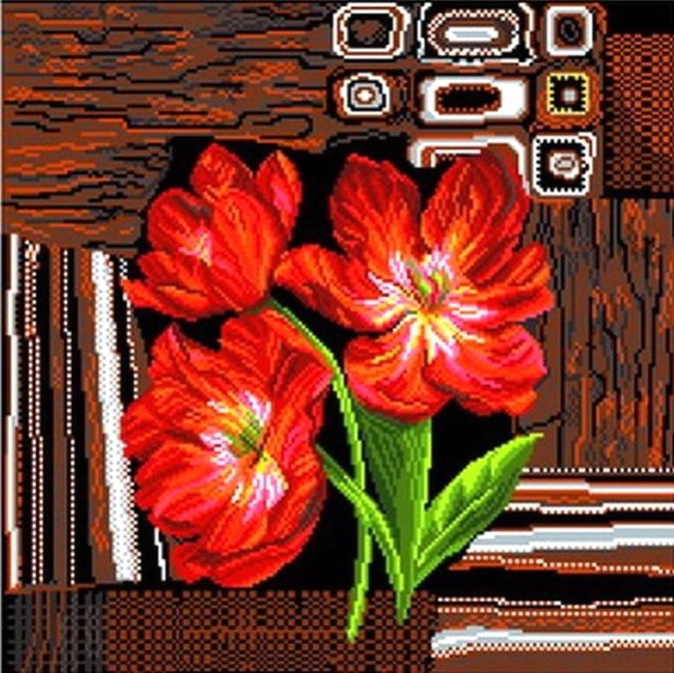 Рисунок на ткани «Тюльпаны на ковре»