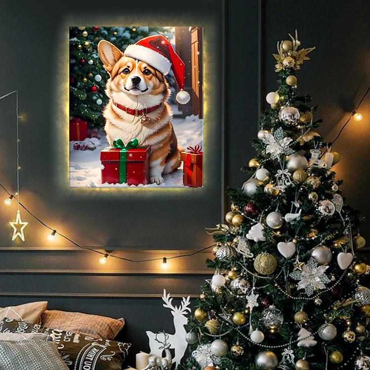 Картина по номерам «Рождественский хранитель подарков» LED подсветка — картинка 3
