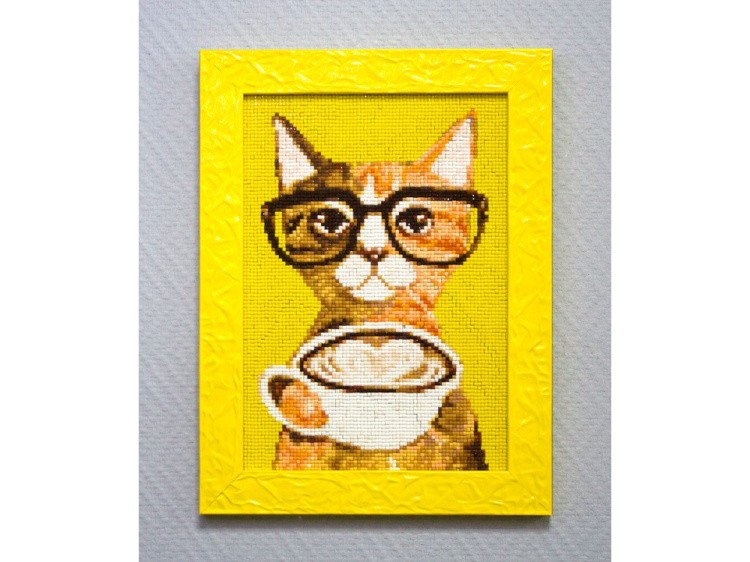 Алмазная вышивка «Кофе-котик» — картинка 4