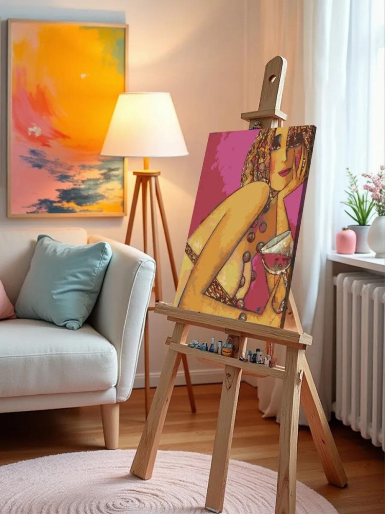 Картина по номерам «Девушка с бокалом вина» — картинка 9