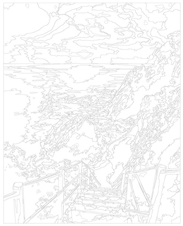 Картина по номерам «Природа: Пейзаж с лестницей на пляж» — картинка 3