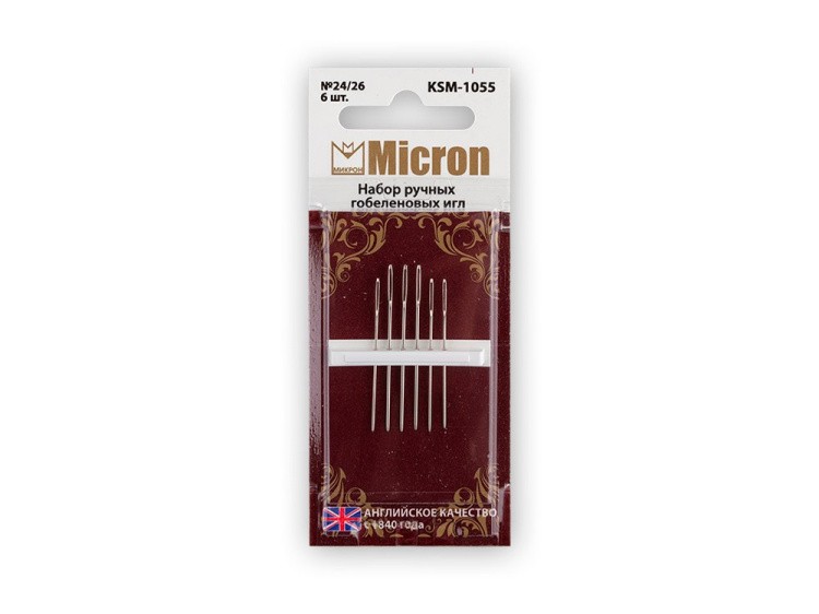 Набор ручных гобеленовых игл Micron №24/26, 6 шт., арт. KSM-1055