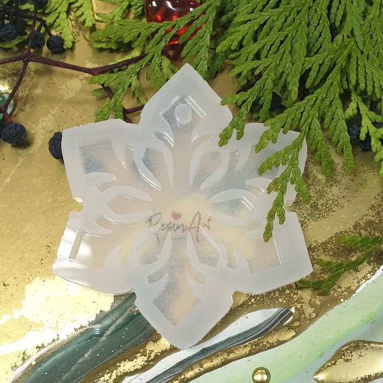 Молд силиконовый Елочная игрушка Снежинка №1, ResinArt — картинка 2