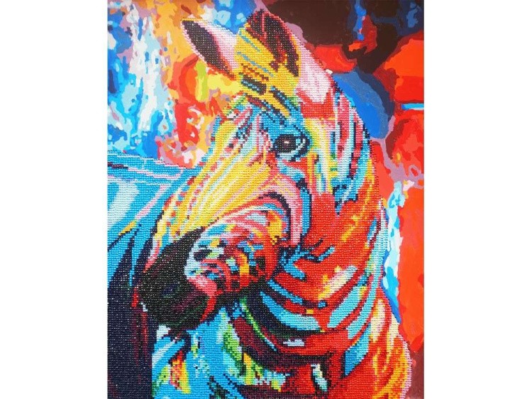 Алмазная картина-раскраска «Радужная зебра» — картинка 2