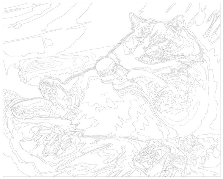 Картина по номерам «Толстый рыжий кот играет в приставку на диване» — картинка 3