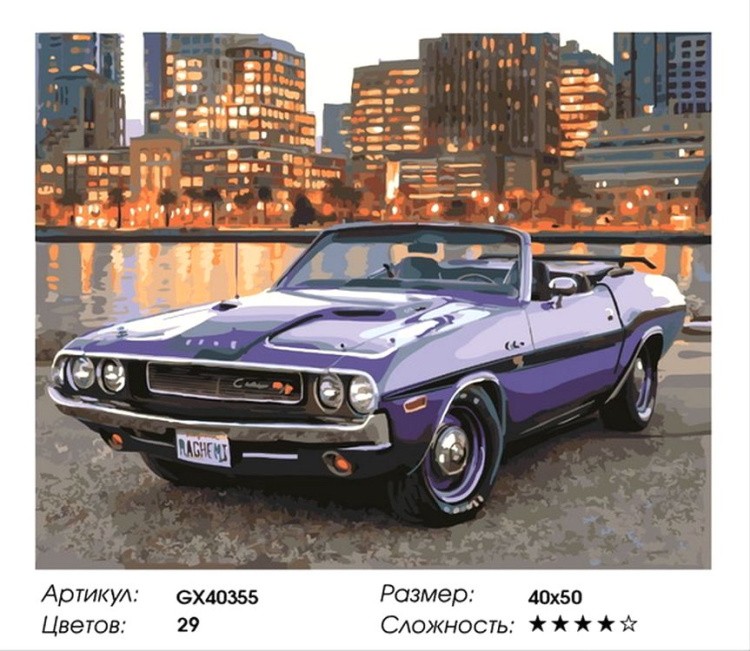 Картина по номерам «Автомобиль Dodge Challenger 1970» — картинка 2