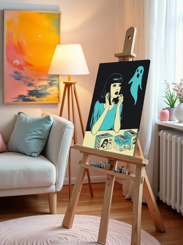 Картина по номерам «Ужасы: девушка и призрак минимализм арт» — картинка 10