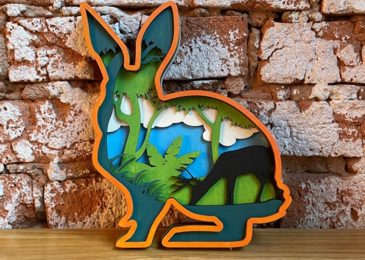 3D пазл-раскраска «Лесной заяц» — картинка 3