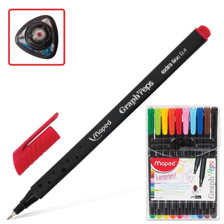 Набор капиллярных ручек (линеров) MAPED «Graph'peps» 10 шт., ассорти — картинка 2