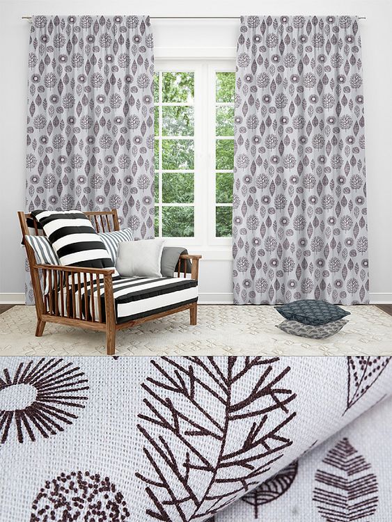 Ткань льняная, 3 м x 150 см, 140 г/м², цвет: белый, растительный принт, TBY — картинка 7