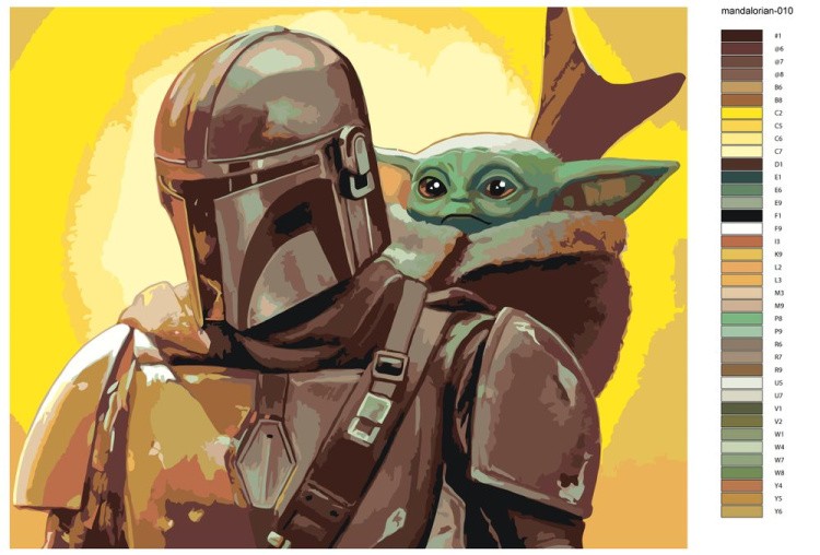 Картина по номерам «Звёздные войны - Мандалорец и Малыш Йода 4» — картинка 2