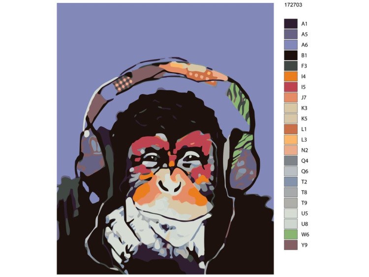 Картина по номерам «Шимпанзе в наушниках» — картинка 2