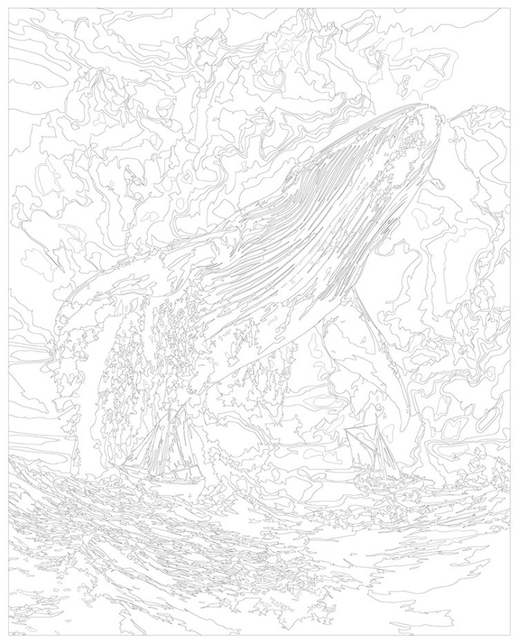 Картина по номерам Животные большой кит корабли и море — картинка 3