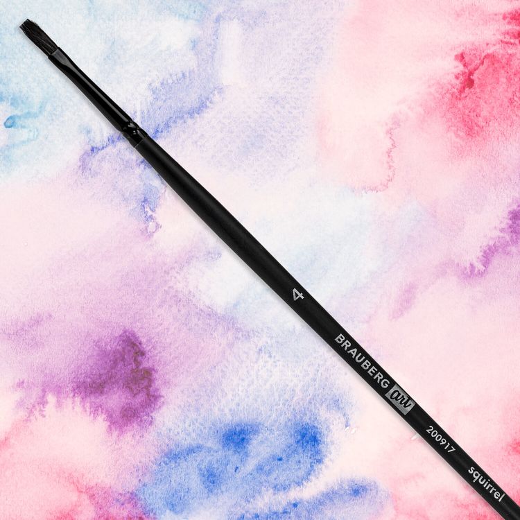 Кисть художественная профессиональная Art Classic, белка, плоская, № 4, длинная ручка, Brauberg — картинка 5