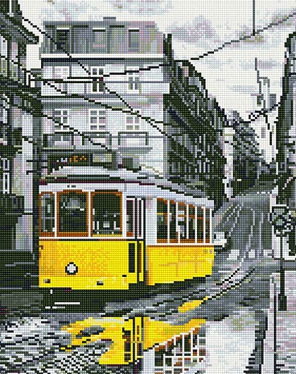 Алмазная вышивка «Желтый трамвай»