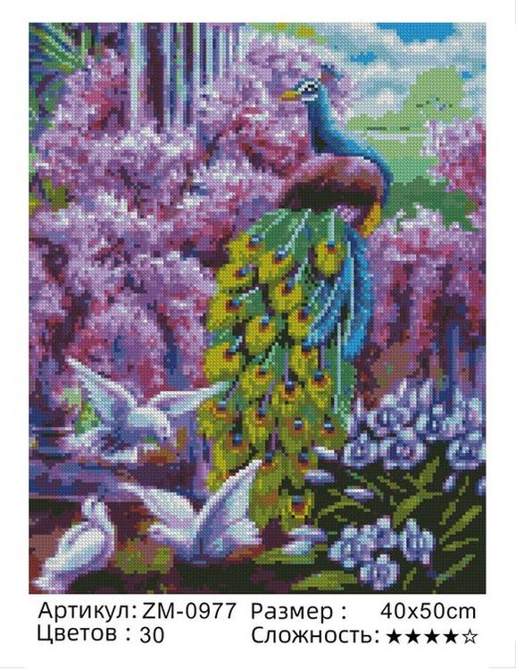 Алмазная вышивка «Павлин» — картинка 2