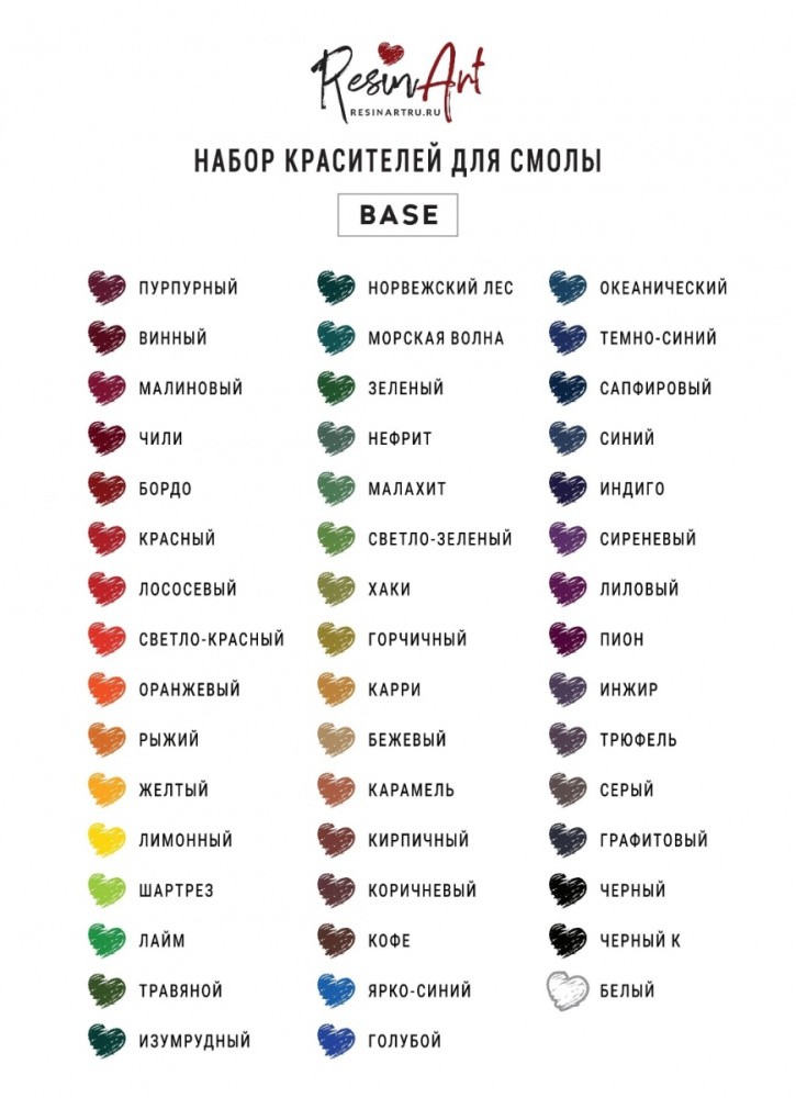 Набор красителей ResinArt (47 цветов) - серия Base — картинка 2