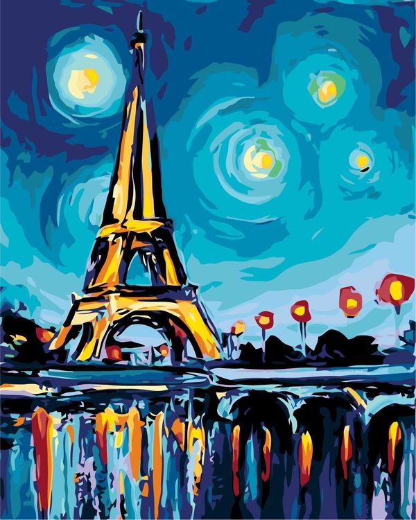 Картина по номерам на холсте Вид из окна - Париж, 60 х 70 см