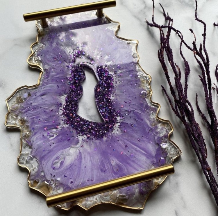 Силиконовый молд - Поднос жеода №6, 35x23см — картинка 8