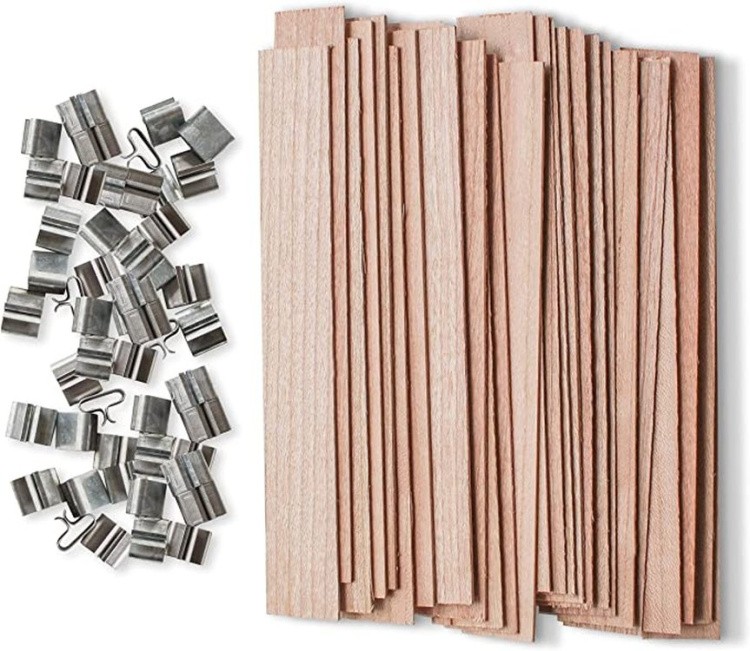 Деревянный плоский фитиль с держателем 10 шт., 10 см — картинка 3