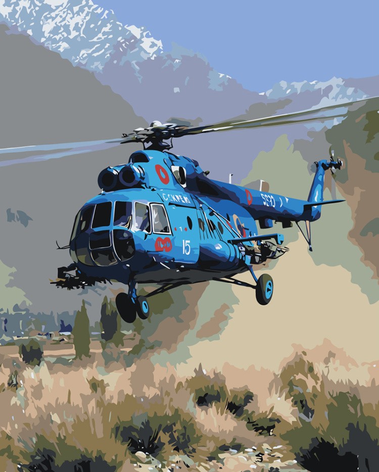 Картина по номерам Вертолет МИ-8 в горах