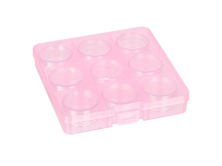 Коробка для швейных принадлежностей с 9 тубами Gamma, цвет: розовый прозрачный