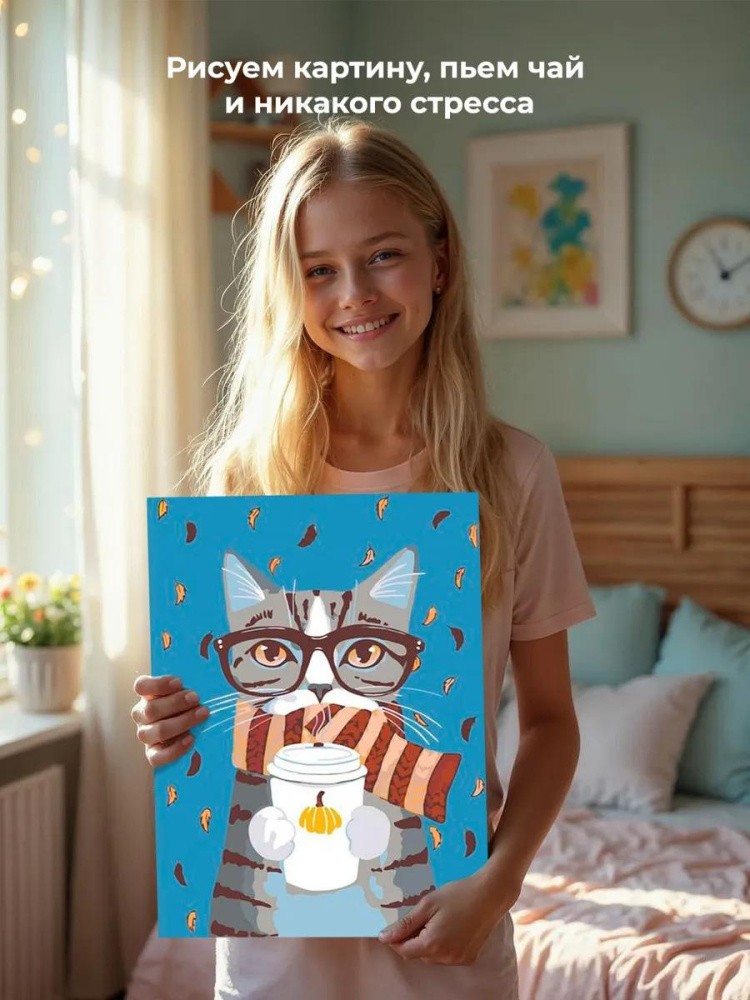 Картина по номерам «Осенний котик» — картинка 6