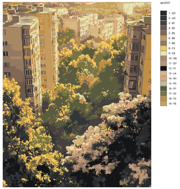 Картина по номерам Панельки родные весна в городе — картинка 2