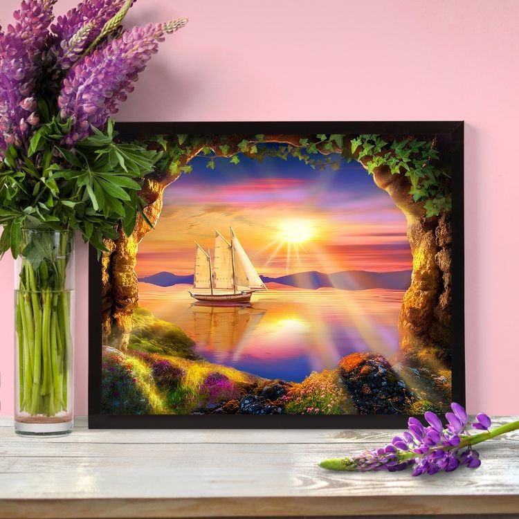 Алмазная вышивка «Корабль на закате» — картинка 2