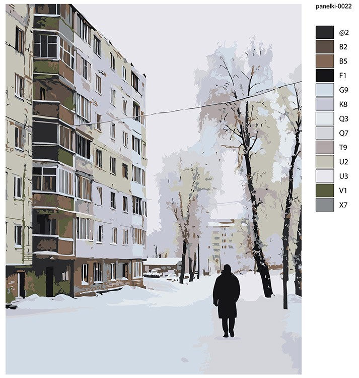 Картина по номерам «Панельки родные, зима в городе 40x50» — картинка 2
