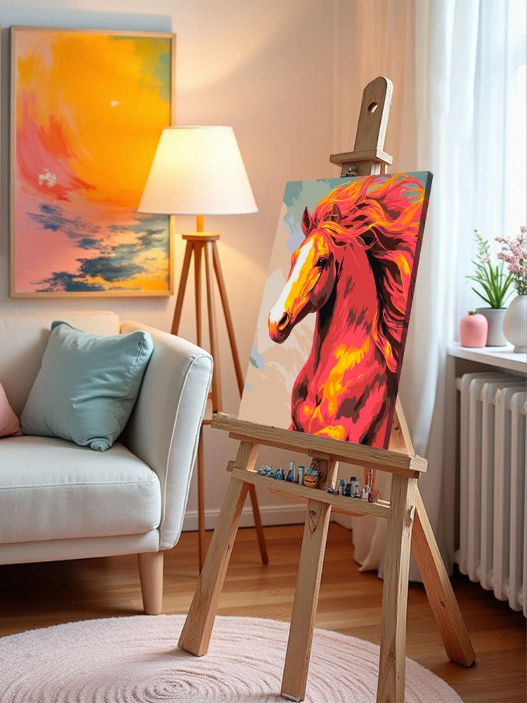 Картина по номерам Красная огненная лошадь Символ года — картинка 10