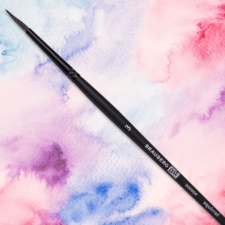 Кисть художественная профессиональная Art Classic, белка, круглая, № 3, короткая ручка, Brauberg — картинка 5