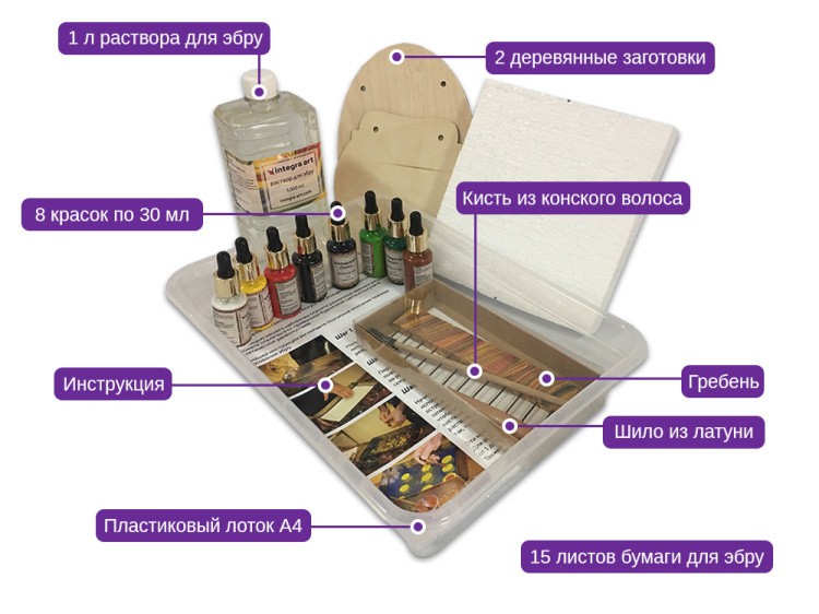 Набор для эбру «Kids Plus» 6 цветов, Integra Art — картинка 3