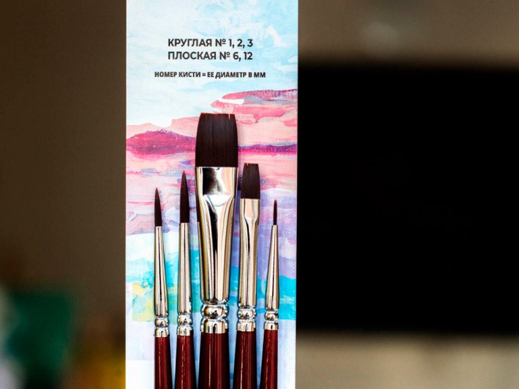 Набор кистей из мягкой синтетики Малевичъ «Фрида», 5 шт.    — картинка 2
