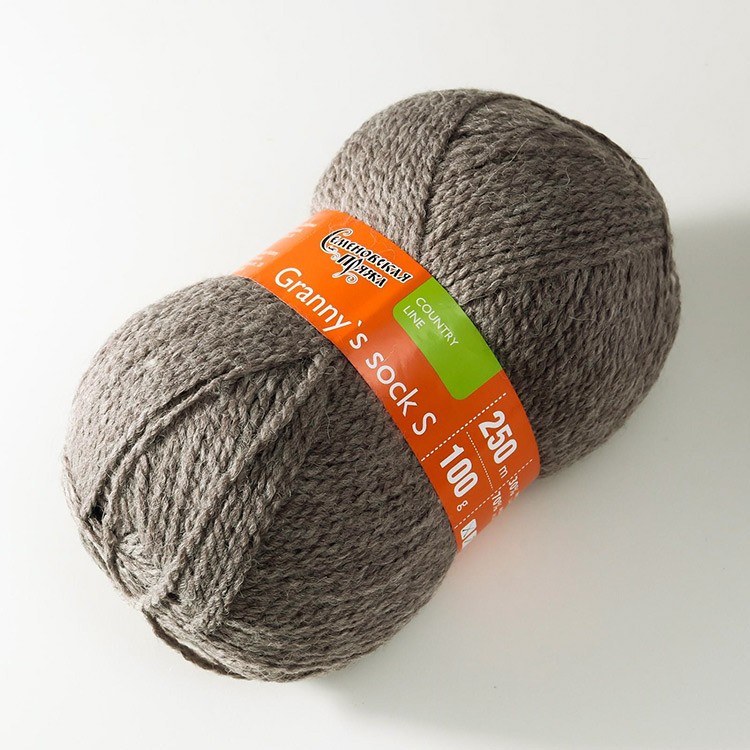 Пряжа Семеновская Granny`s sock S (105), натуральный темно-коричневый 5 шт. по 100 г — картинка 2