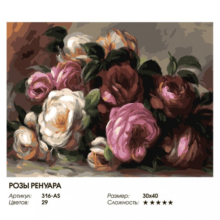 Картина по номерам «Розы Ренуара» — картинка 2