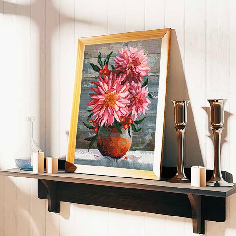 Алмазная вышивка «Георгины в кувшине» — картинка 3