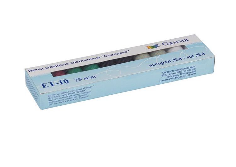 Нитки «спандекс», 60% латекс, 40% полиэстер, 10 шт. по 25 м, цвет: ассорти №4, Gamma — картинка 2