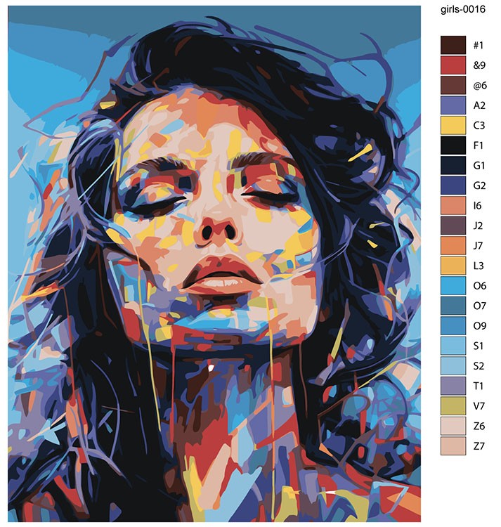 Картина по номерам «Девушка в ярких красках» — картинка 2