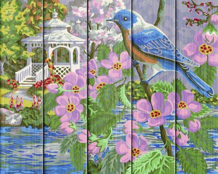 Картина по номерам по дереву Flamingo «Синяя птица»