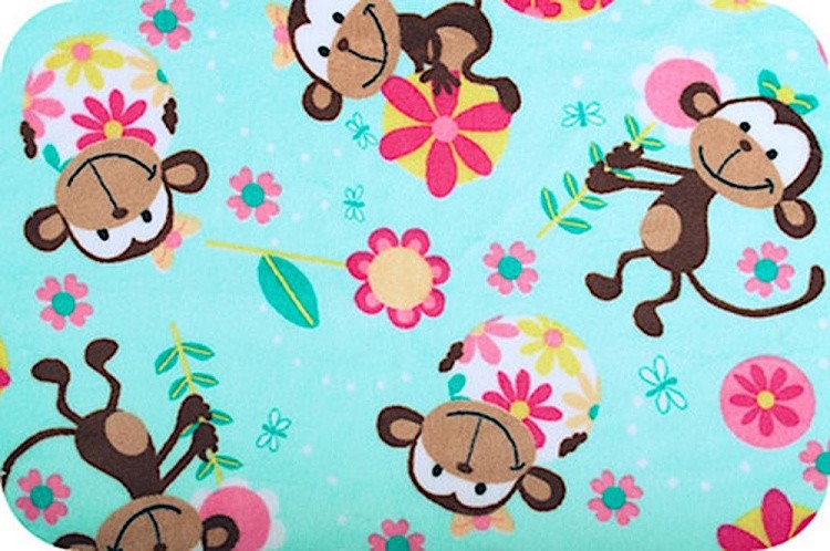 Плюш FUNKY MONKEY CUDDLE, 48x48 см, 440 г/м2, 100% полиэстер, цвет: aqua принт, Peppy