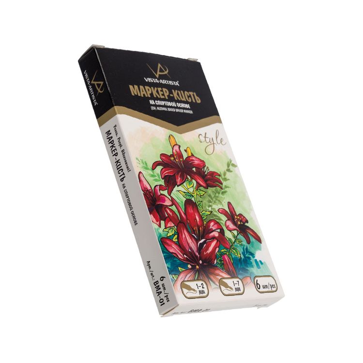 Маркер-кисть на спиртовой основе, 0.7 мм - 7 мм, перо круглое/скошенное, абрикосовый (Apricot), VISTA-ARTISTA — картинка 2