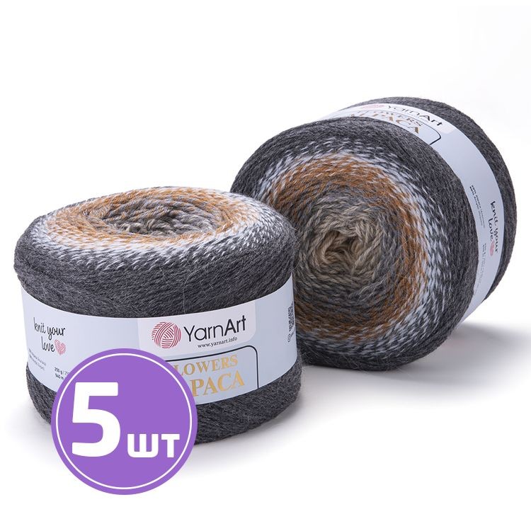 Пряжа YarnArt Flowers Alpaca (440), мультиколор, 5 шт. по 250 г