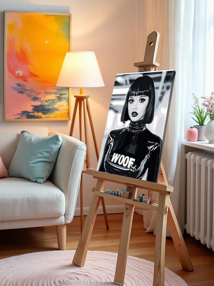 Картина по номерам «Девушка в латексе чб, бдсм 40x50» — картинка 9