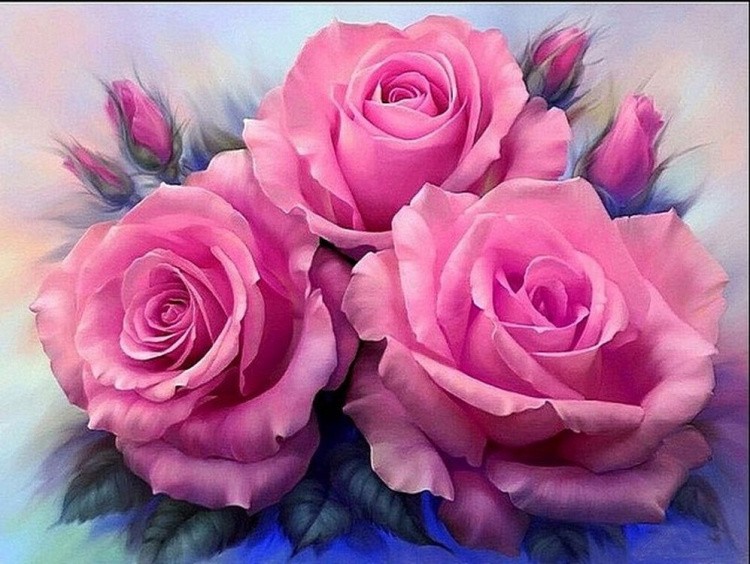 Алмазная вышивка «Розовые розы»