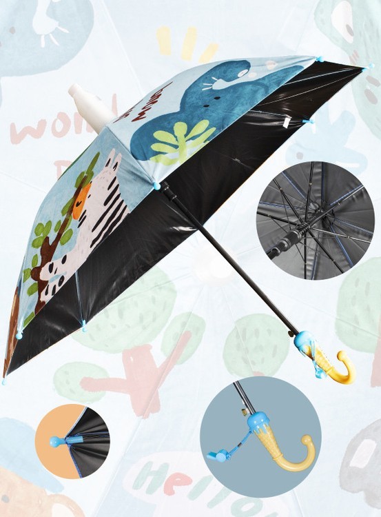 Зонт детский Лесные сказки, трость, 8 спиц, механический, антишторм — картинка 3