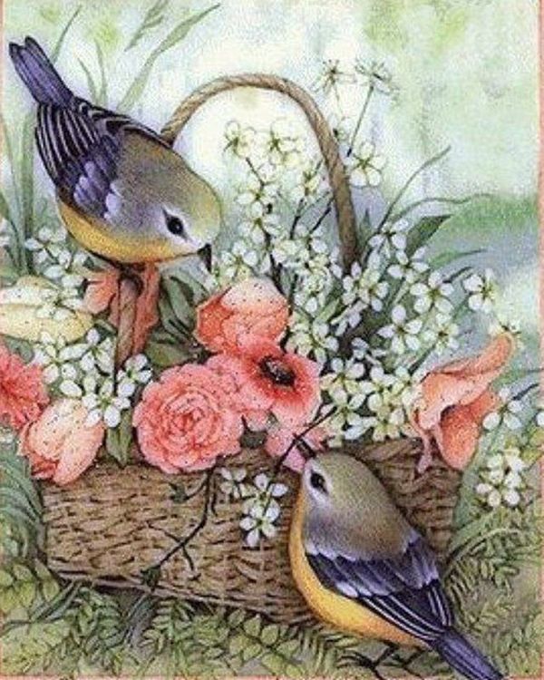 Картина по номерам «Птицы на букете»