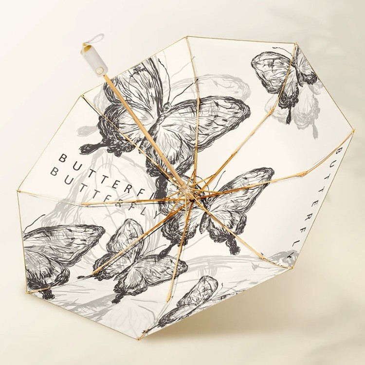 Зонт двусторонний Порхание Бабочек, складной, 8 спиц, автомат — картинка 4