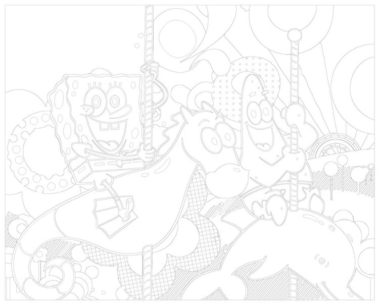 Картина по номерам «Губка Спанч Боб и Патрик на карусели» — картинка 3